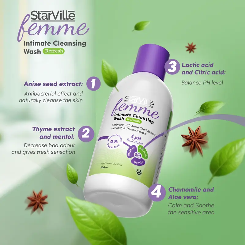 StarVille Femme Intimate Cleansing Wash Refresh 200 ml2.webp
