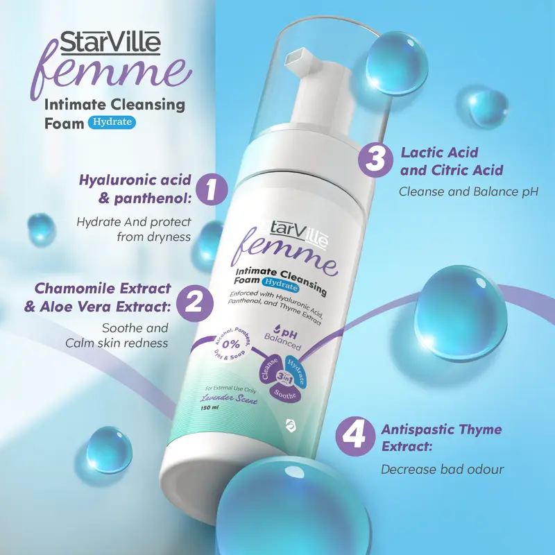 StarVille Femme Intimate Cleansing Foam Hydrate - 150 ml4.webp