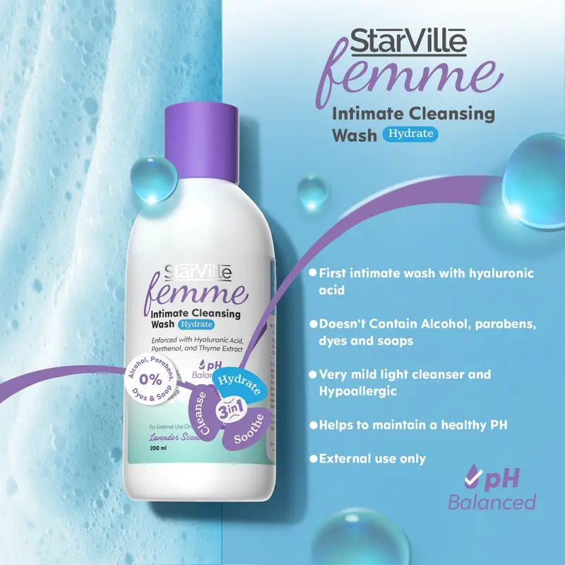 StarVille Femme Intimate Cleansing Wash Hydrate - 200 ml4.webp