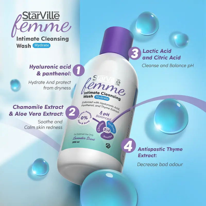 StarVille Femme Intimate Cleansing Wash Hydrate - 200 ml2.webp